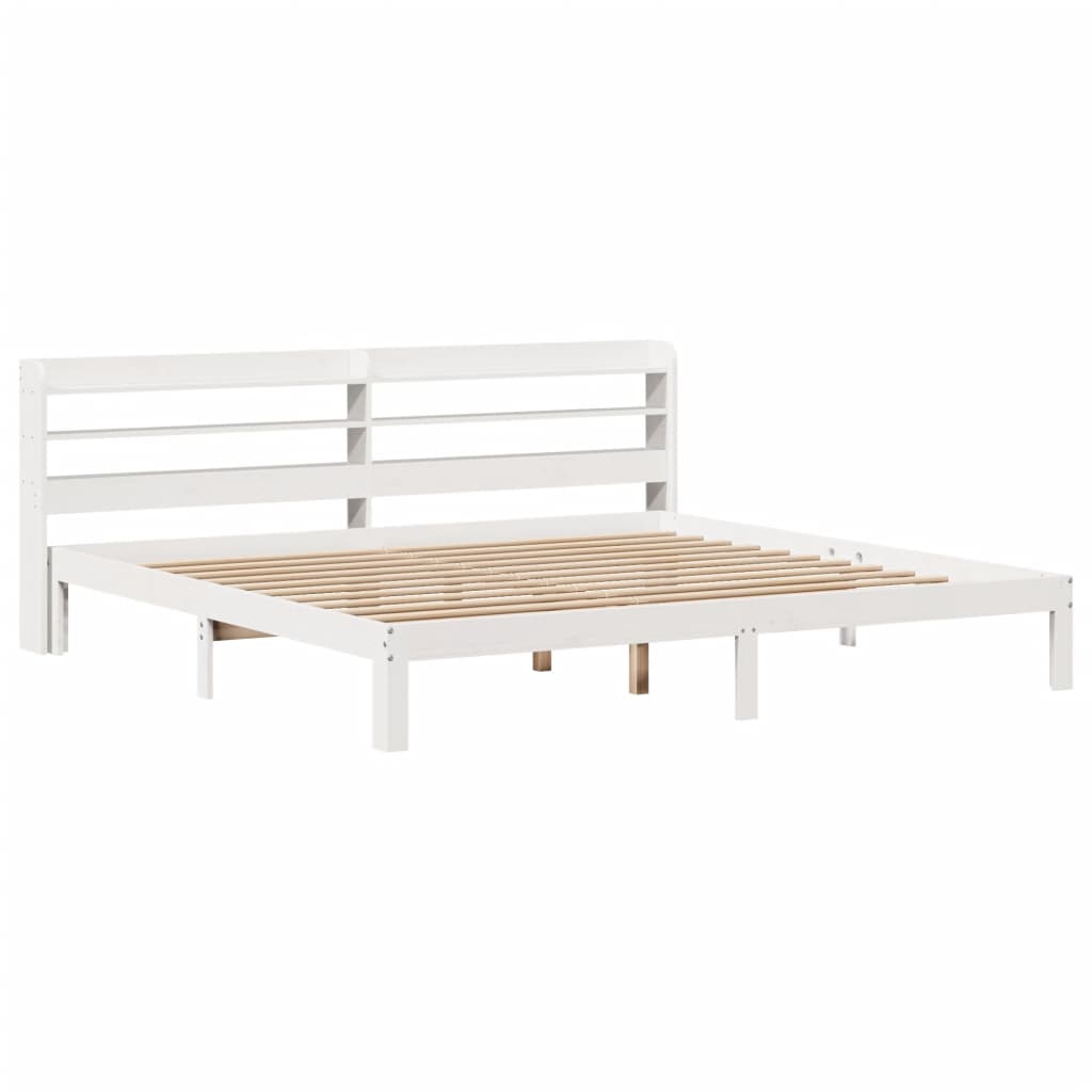 Bed Frame with Headboard without Mattress White 200x200 cm